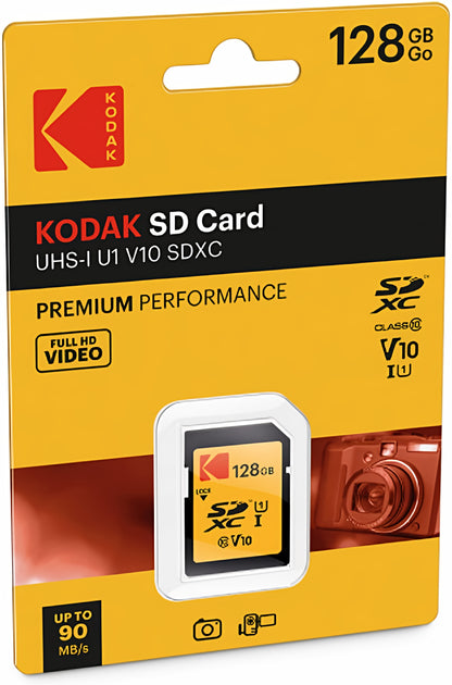 SDXC memorijska kartica Kodak Premium Performance, 128Gb, Klasa 10 / UHS-1 U1 EKMSD128GXC10K