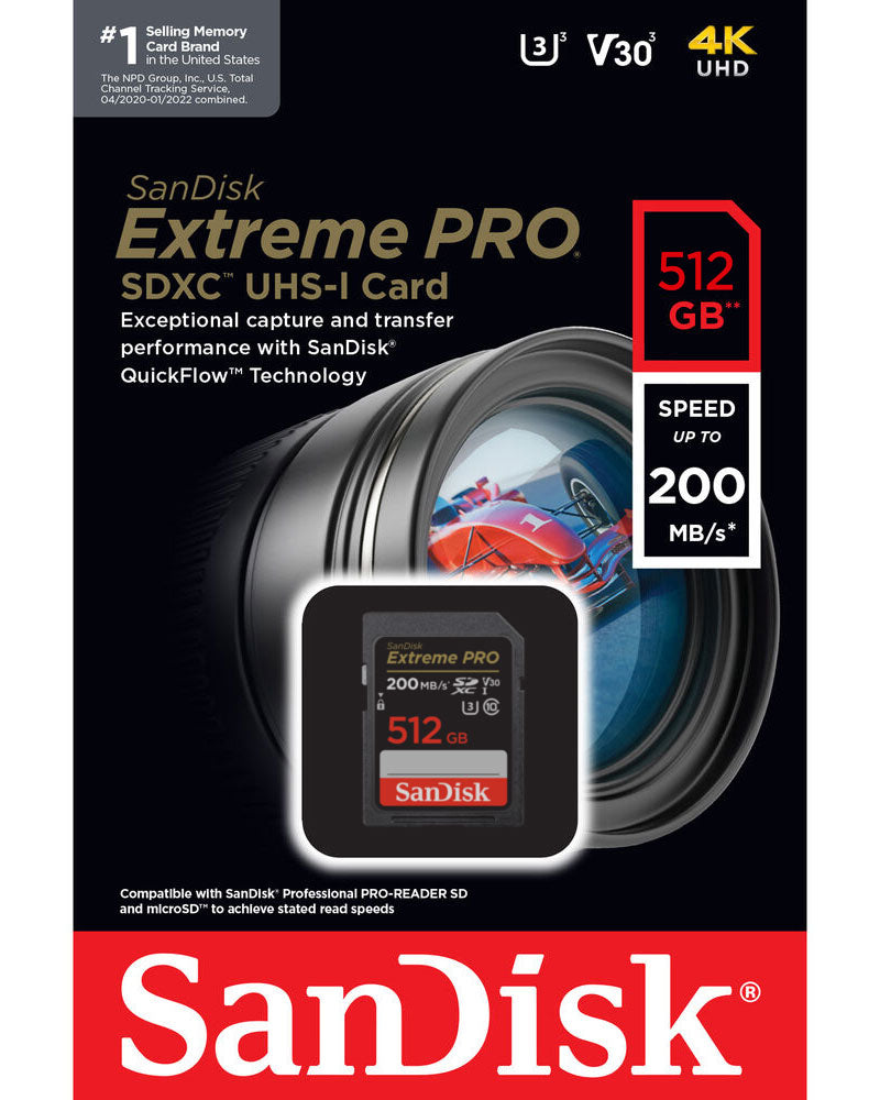 SDXC memorijska kartica SanDisk Extreme Pro, 512Gb, Klasa 10 / UHS-1 U3 SDSDXXD-512G-GN4IN