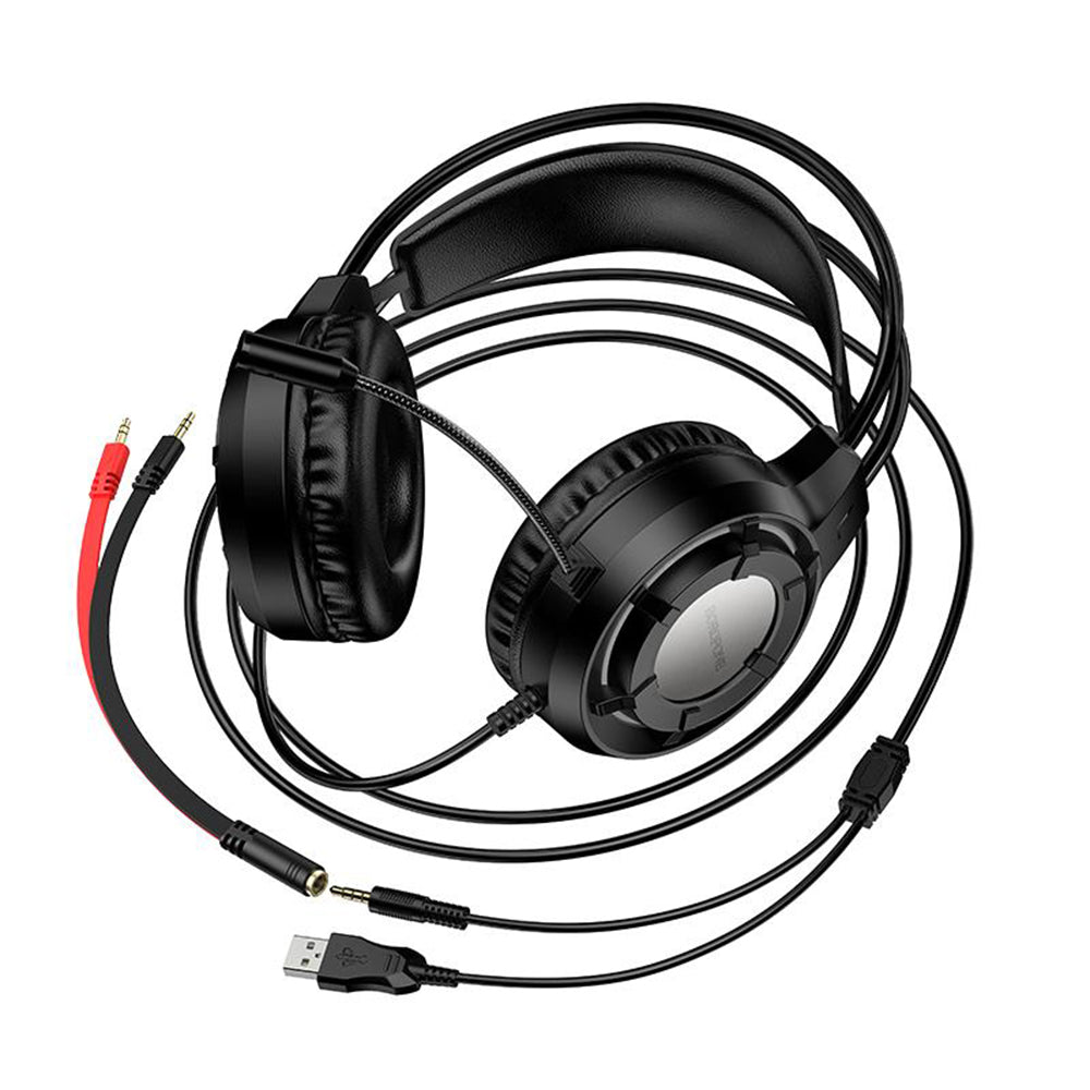 Gaming slušalice 3.5mm Borofone BO112 Wave, RGB, 2m, Crne
