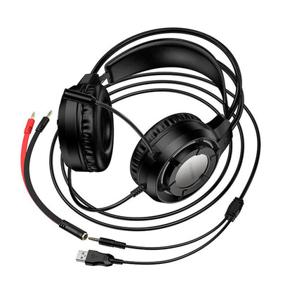 Gaming slušalice 3.5mm Borofone BO112 Wave, RGB, 2m, Crne