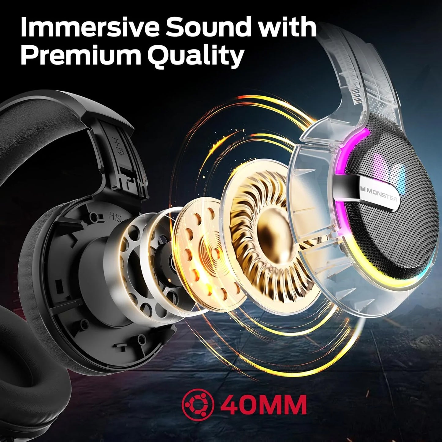 Gaming slušalice 3.5mm Monster Mission 320, RGB, 1.9m, Crne