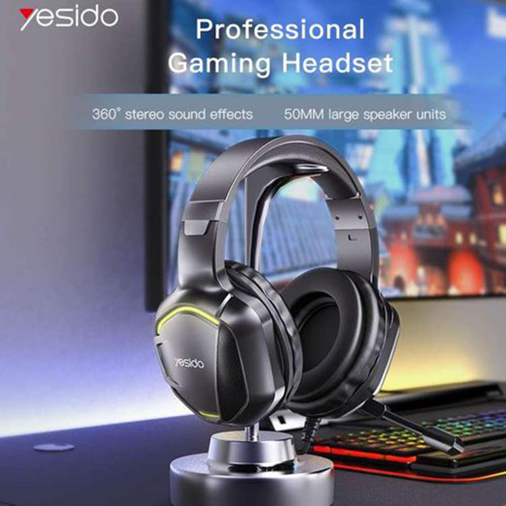 Slušalice za gaming 3.5mm Yesido EK01, RGB, 1.2m, Crne