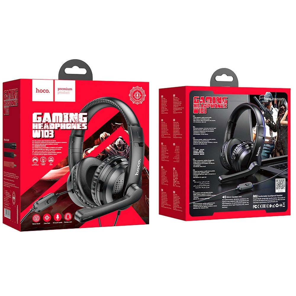 Gaming slušalice 3.5mm HOCO W103, Crne