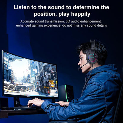 Slušalice za gaming USB Yesido EK05, RGB, 1.2m, Crne