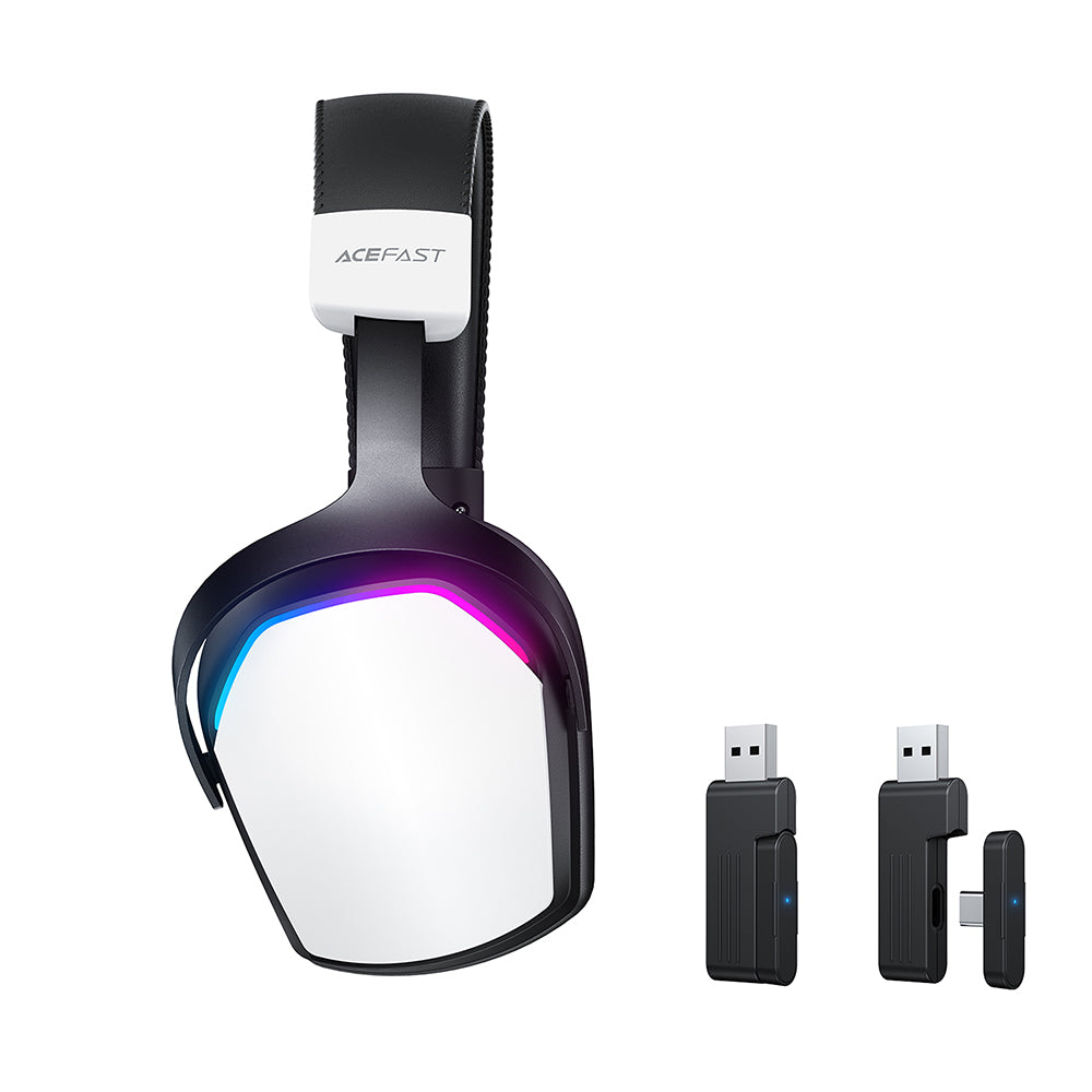Bežične gaming slušalice Acefast H11, RGB, BT / Wi-Fi / Žičane, Bijele