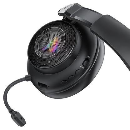 Bežične gaming slušalice Acefast H15, RGB, BT / Wi-Fi / Žičane, Crne