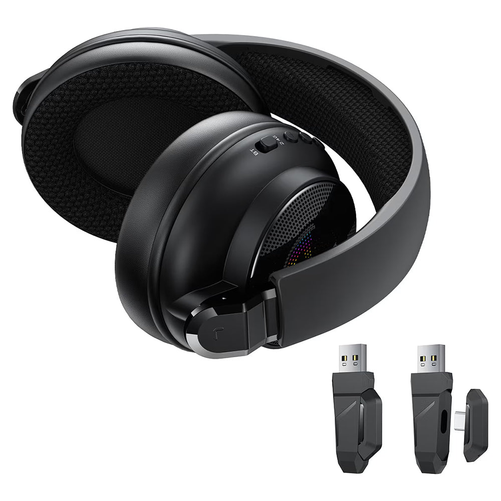 Bežične gaming slušalice Acefast H15, RGB, BT / Wi-Fi / Žičane, Crne