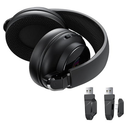 Bežične gaming slušalice Acefast H15, RGB, BT / Wi-Fi / Žičane, Crne