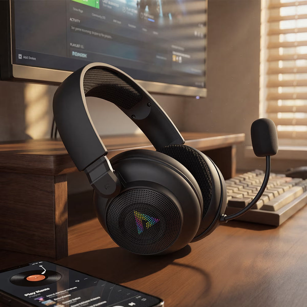 Bežične gaming slušalice Acefast H15, RGB, BT / Wi-Fi / Žičane, Crne