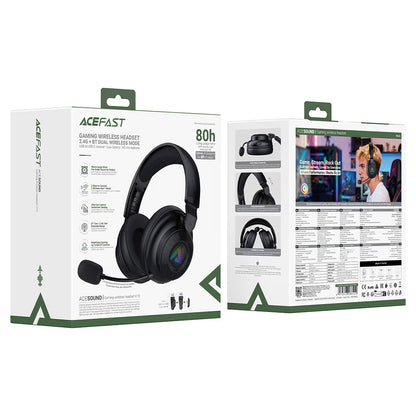 Bežične gaming slušalice Acefast H15, RGB, BT / Wi-Fi / Žičane, Crne