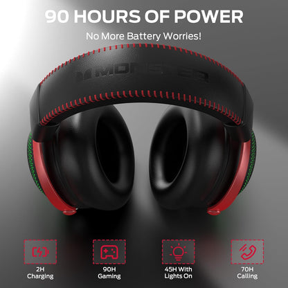 Bežične gaming slušalice Monster Mission 350, BT / Wi-Fi / Žičane, Crne