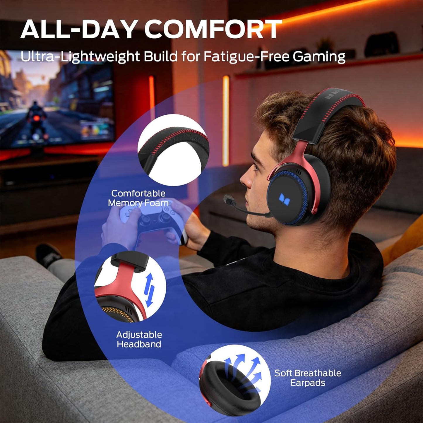 Bežične gaming slušalice Monster Mission 350, BT / Wi-Fi / Žičane, Crne
