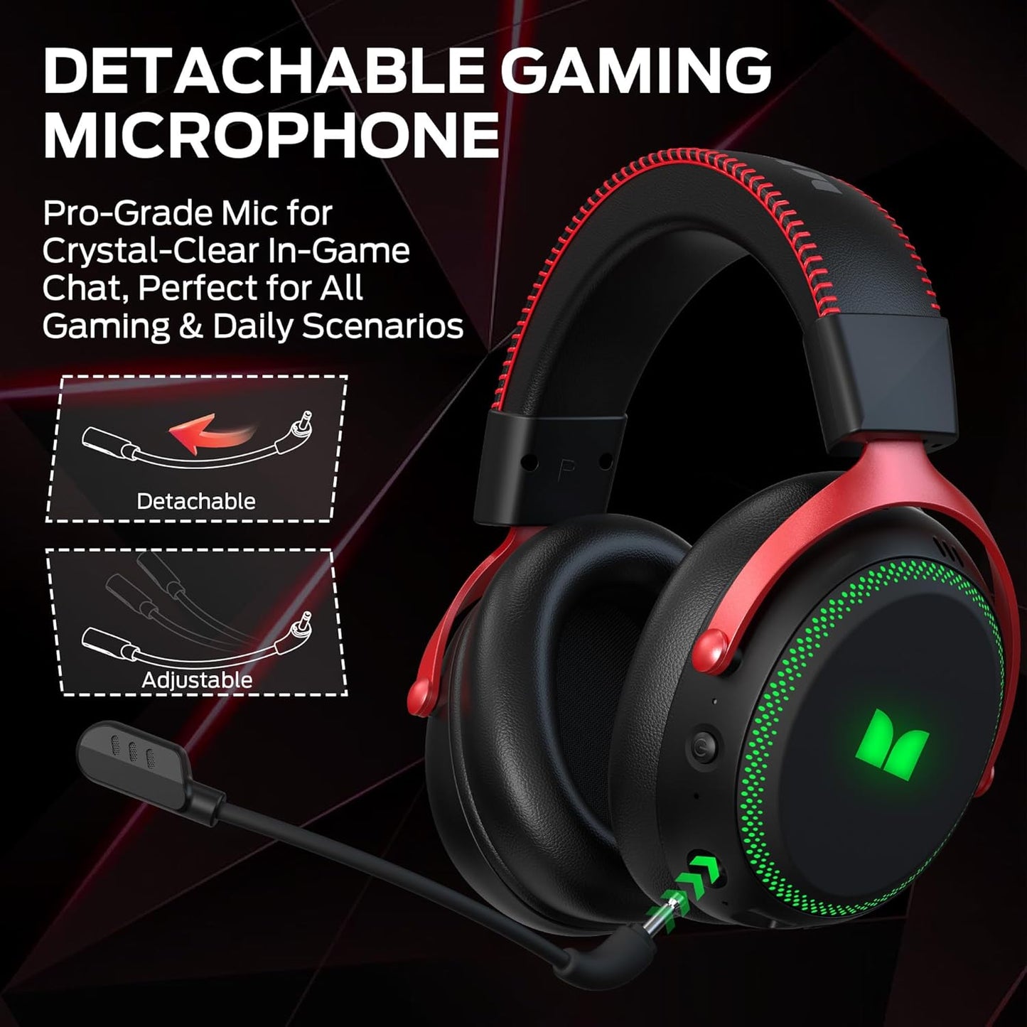 Bežične gaming slušalice Monster Mission 350, BT / Wi-Fi / Žičane, Crne