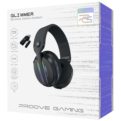 Slušalice za gaming Proove Glimmer, RGB, BT / Wi-Fi / Žičane, Crne WHGL00022001