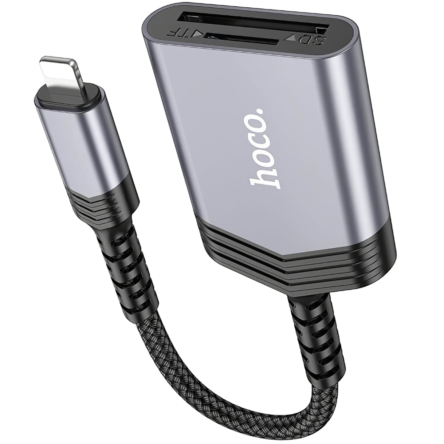 Čitač kartica Lightning HOCO UA25, SD - microSD, Sivi