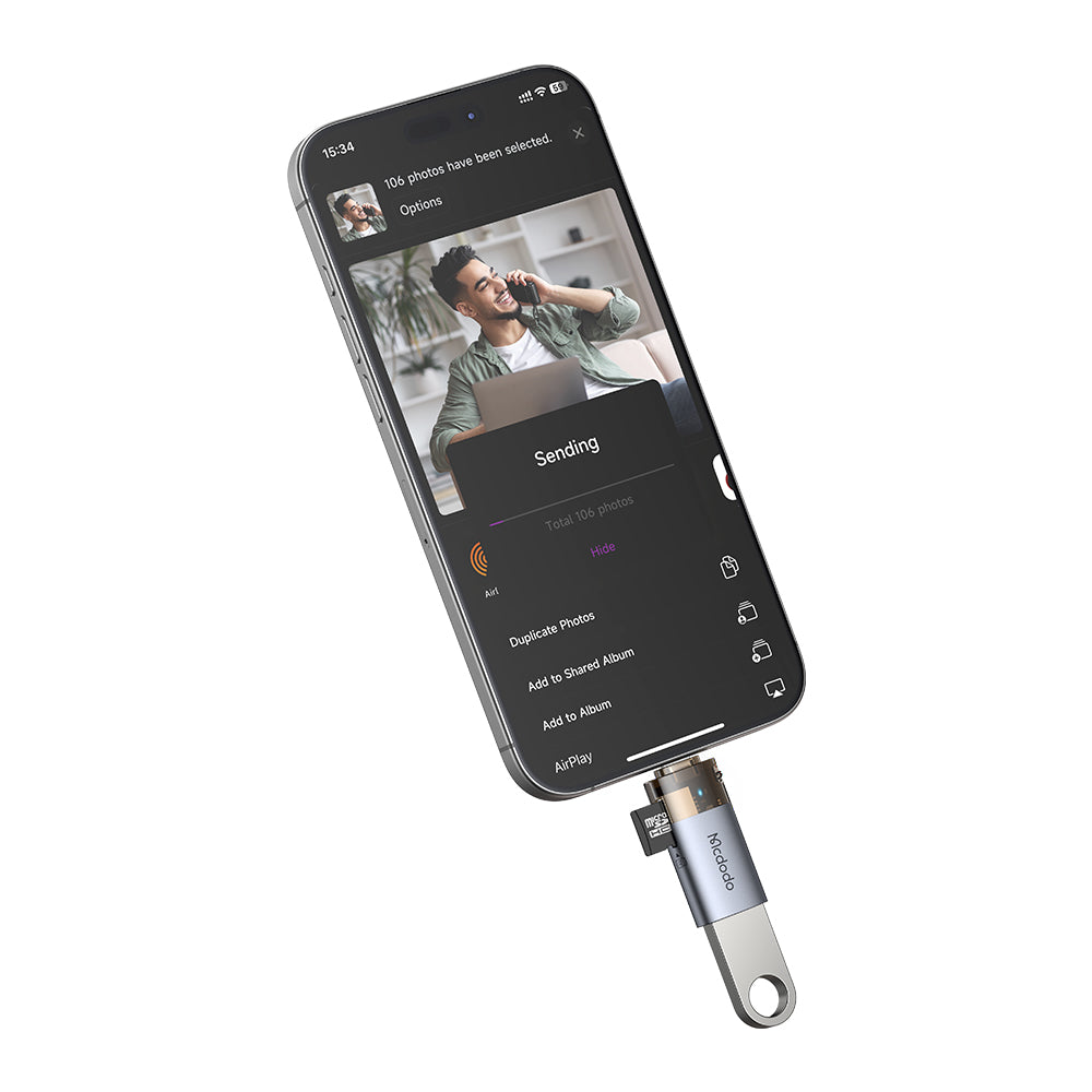 Čitač kartica Lightning McDodo OT-7850, USB-A (OTG) - microSD, Crni