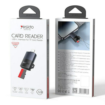 Čitač kartica Lightning Yesido GS38, microSD, Sivi, Ponovno zapečaćen