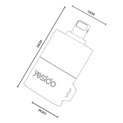 Čitač kartica Lightning Yesido GS38, microSD, Sivi, Ponovno zapečaćen