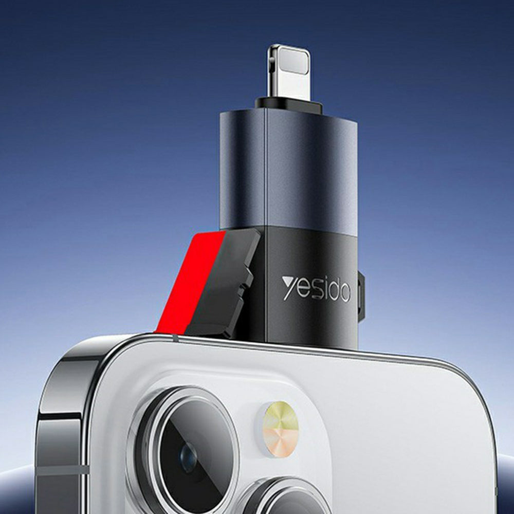 Čitač kartica Lightning Yesido GS38, microSD, Sivi, Ponovno zapečaćen