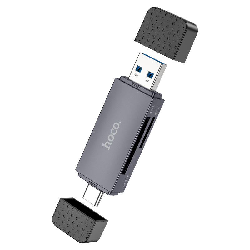 Čitač kartica USB 3.0 / USB-C HOCO HB45, SD - microSD, Sivi