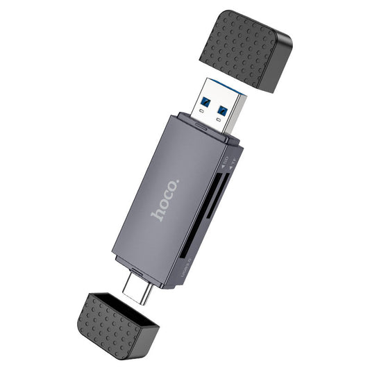 Čitač kartica USB 3.0 / USB-C HOCO HB45, SD - microSD, Sivi