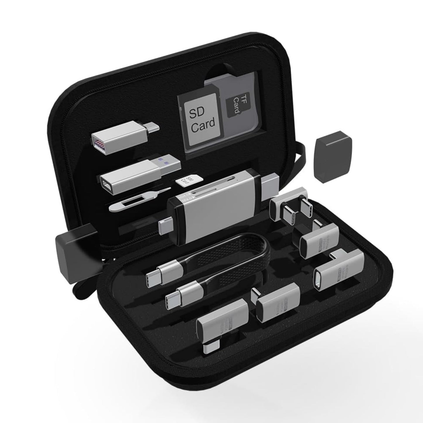 USB / USB-C čitač kartica OEM OmniLink Pro-003 Travel, 10in1, Siva