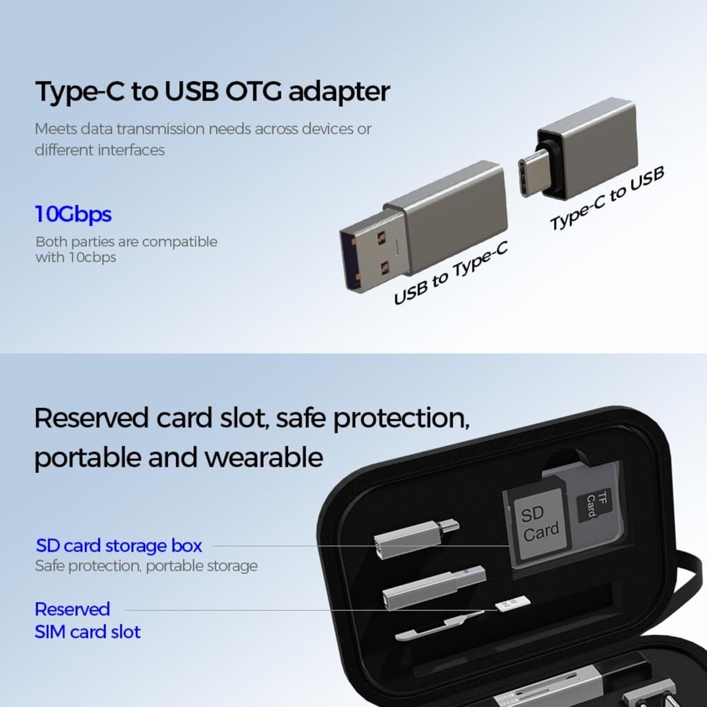 USB / USB-C čitač kartica OEM OmniLink Pro-003 Travel, 10in1, Siva