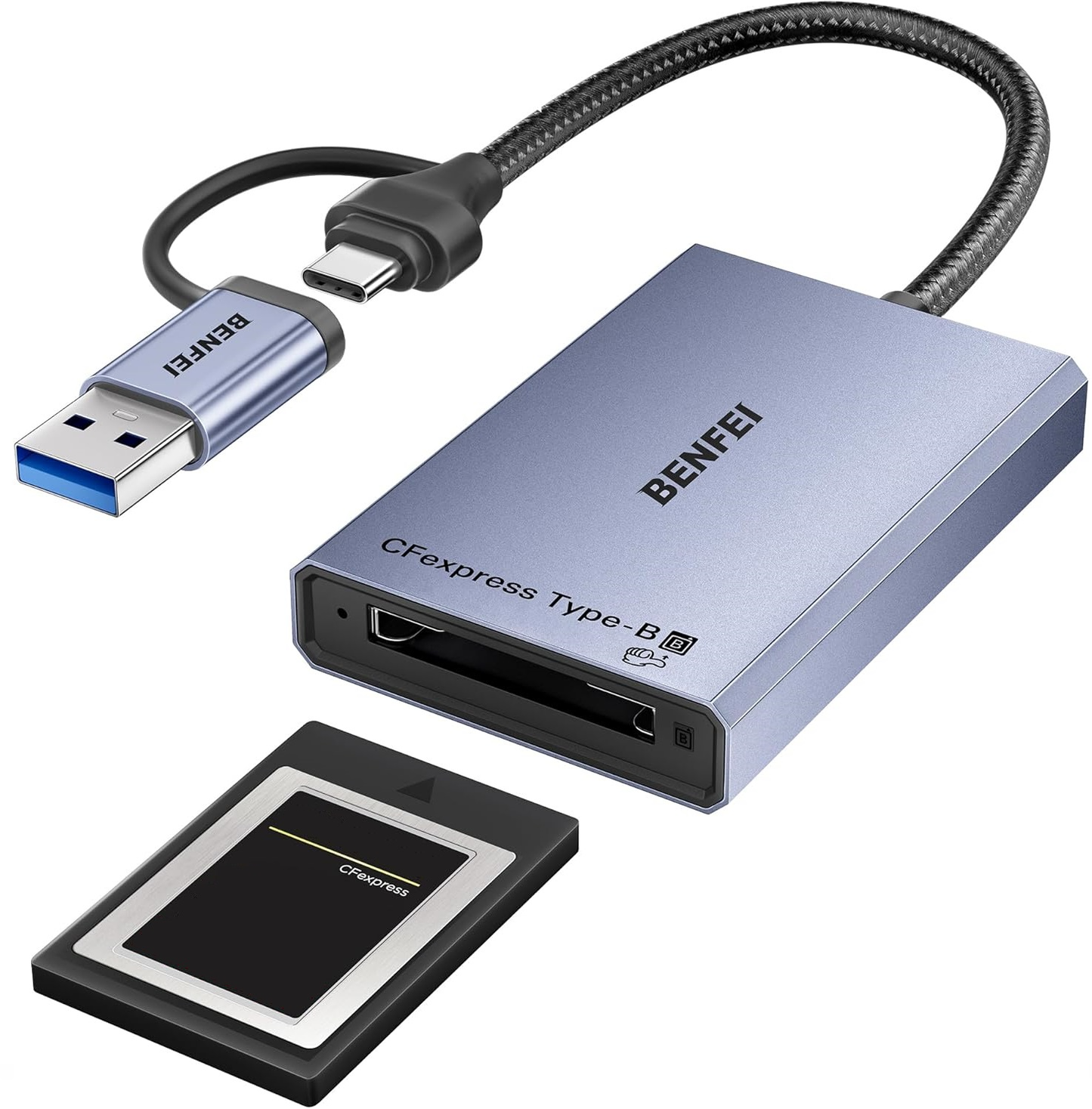 USB 3.2 / USB-C čitač kartica Benfei, CFexpress B, Siva
