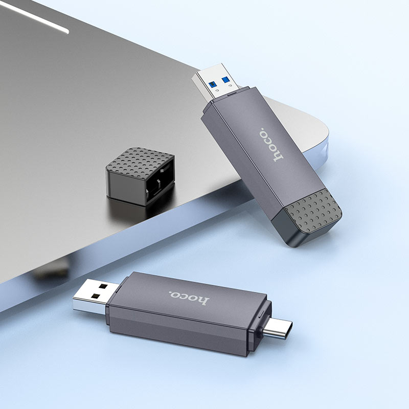 Čitač kartica USB 3.0 / USB-C HOCO HB45, SD - microSD, Sivi