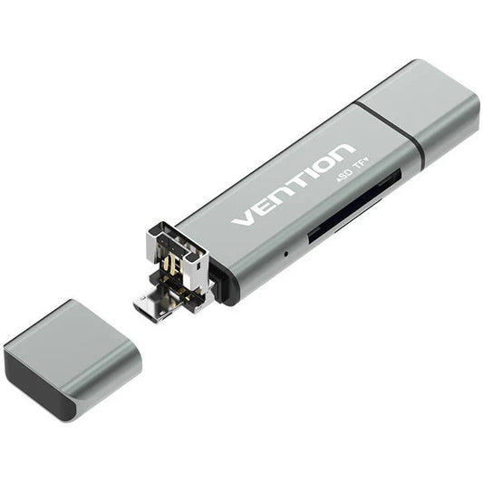 USB / USB-C / microUSB čitač kartica Vention, SD - microSD, Siva CCJH0