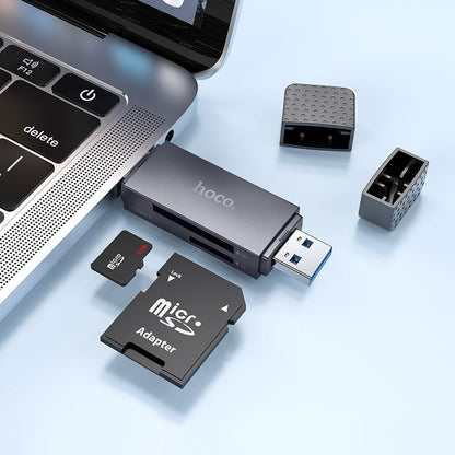 Čitač kartica USB 3.0 / USB-C HOCO HB45, SD - microSD, Sivi