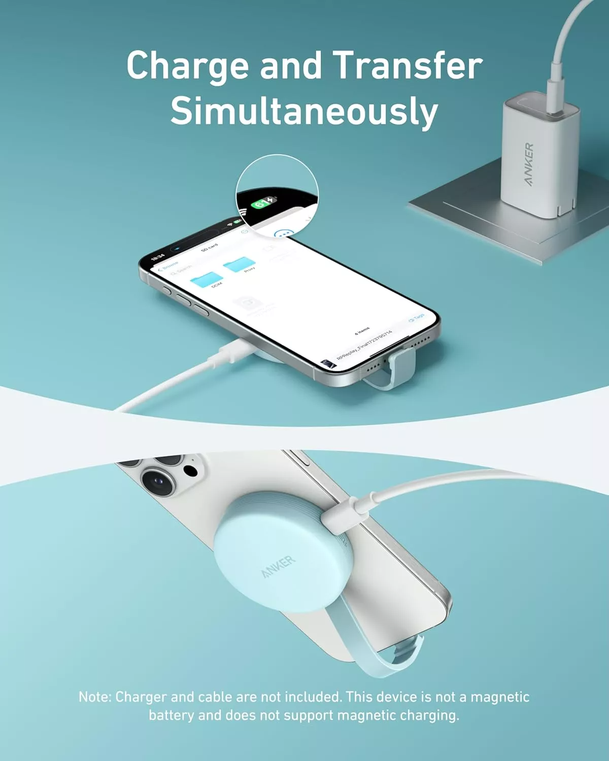 Čitač kartica USB-C Anker MagGo za Apple iPhone USB-C, SD - microSD, Bijeli A83D1G21