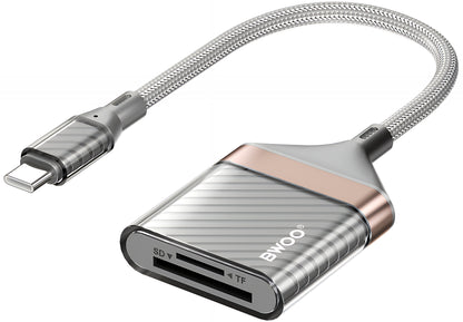 USB-C čitač kartica BWOO BZ64, SD - microSD, Siva