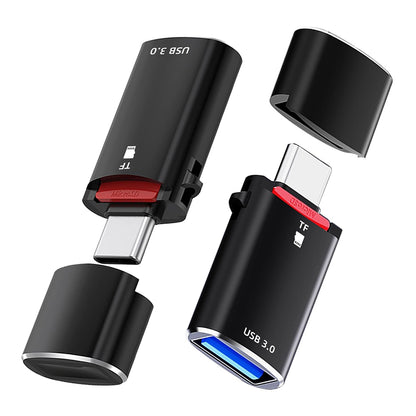 Čitač kartica USB-C Techsuit AluVoltX, USB-A (OTG) - microSD, Crni