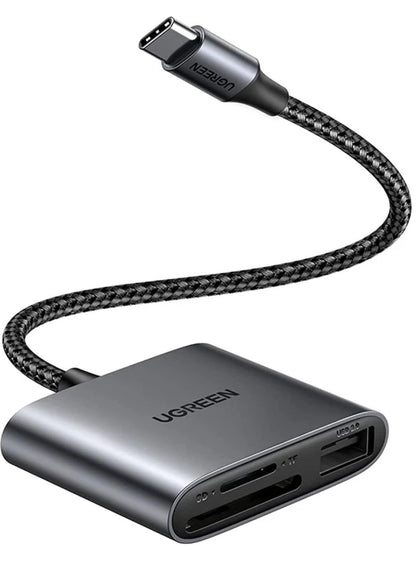 Čitač kartica USB-C UGREEN CM387, USB-A - SD - microSD, Crni