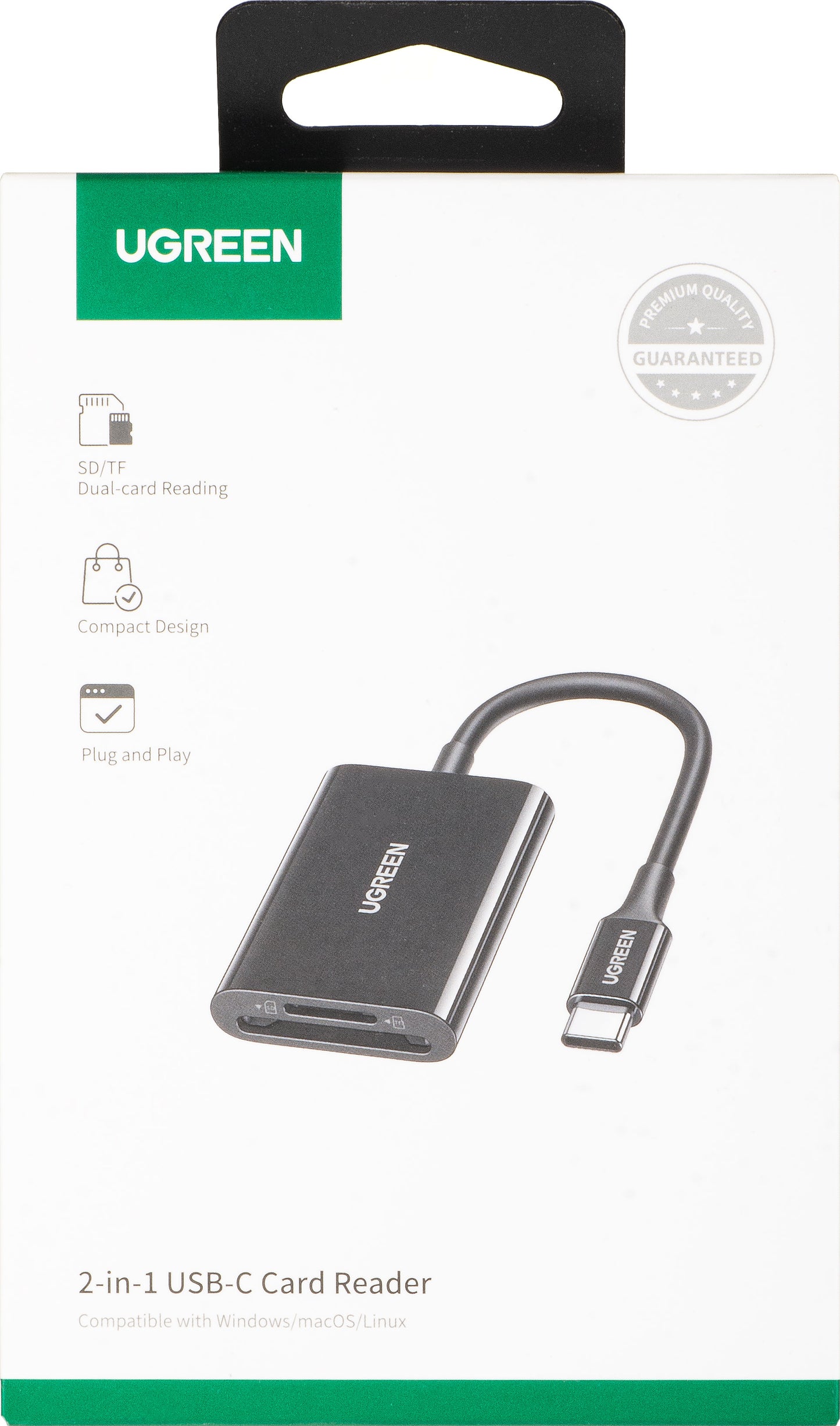 Čitač kartica USB-C UGREEN CM265, SD - microSD, Crni