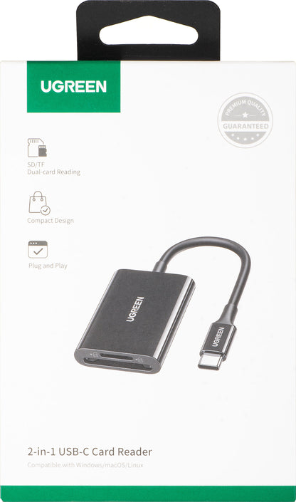 Čitač kartica USB-C UGREEN CM265, SD - microSD, Crni