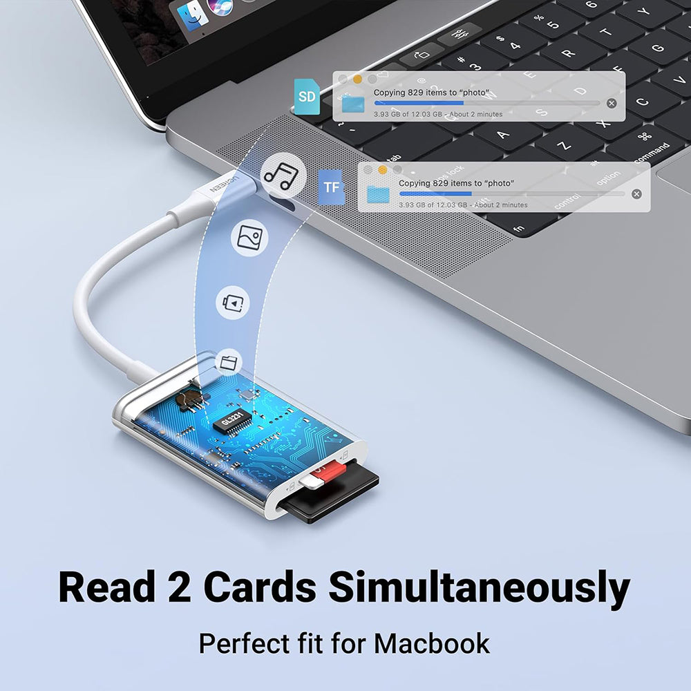 Čitač kartica USB-C UGREEN CM265, SD - microSD, Bijela
