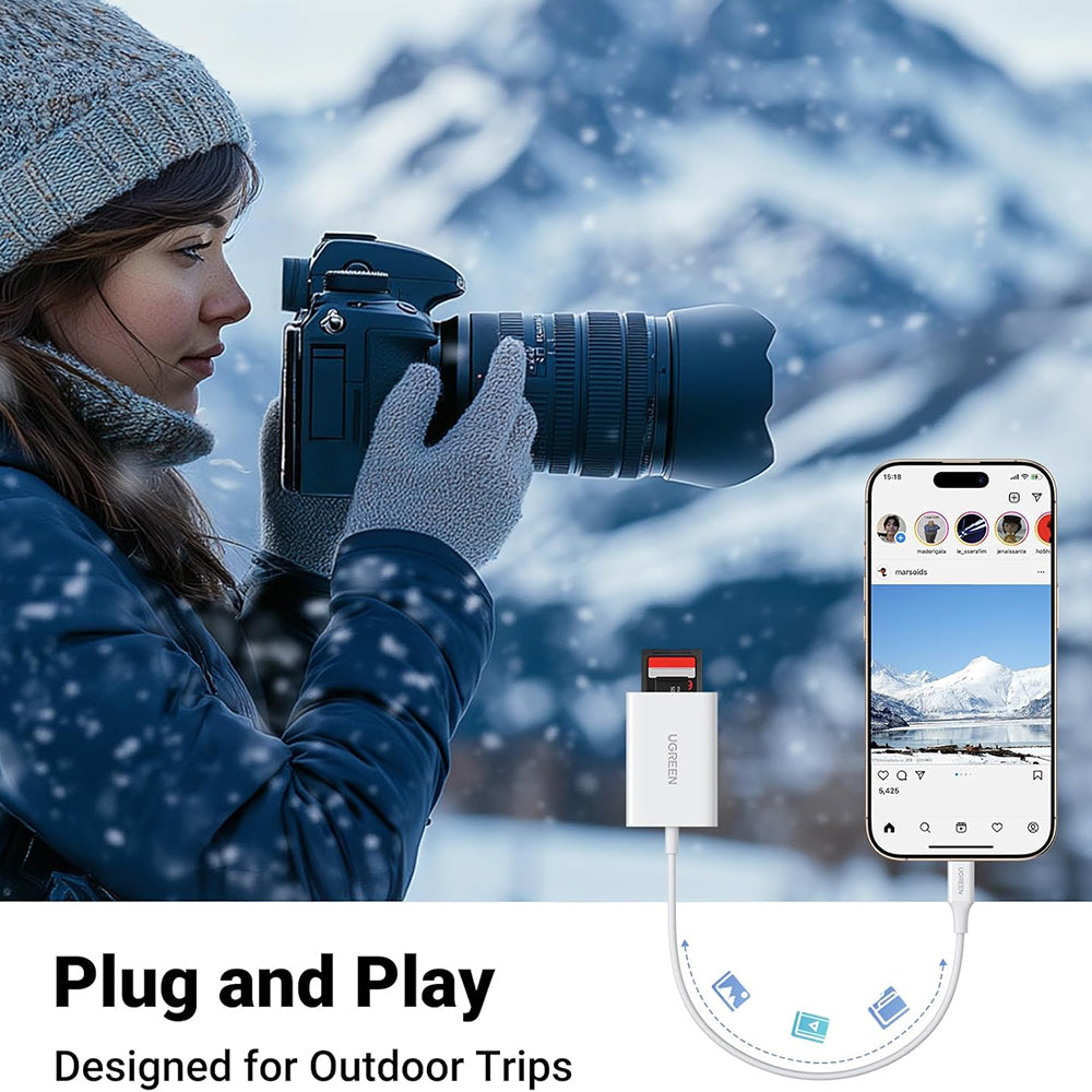 Čitač kartica USB-C UGREEN CM265, SD - microSD, Bijela