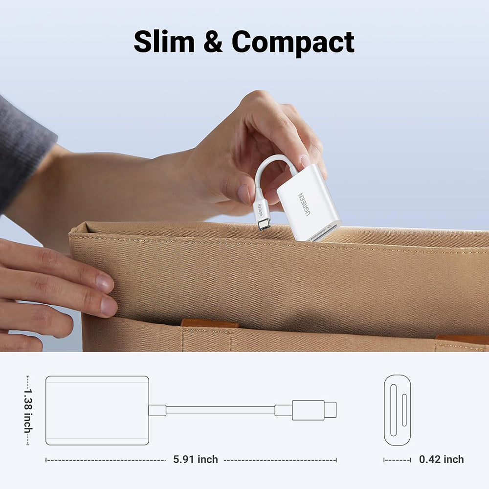 Čitač kartica USB-C UGREEN CM265, SD - microSD, Bijela
