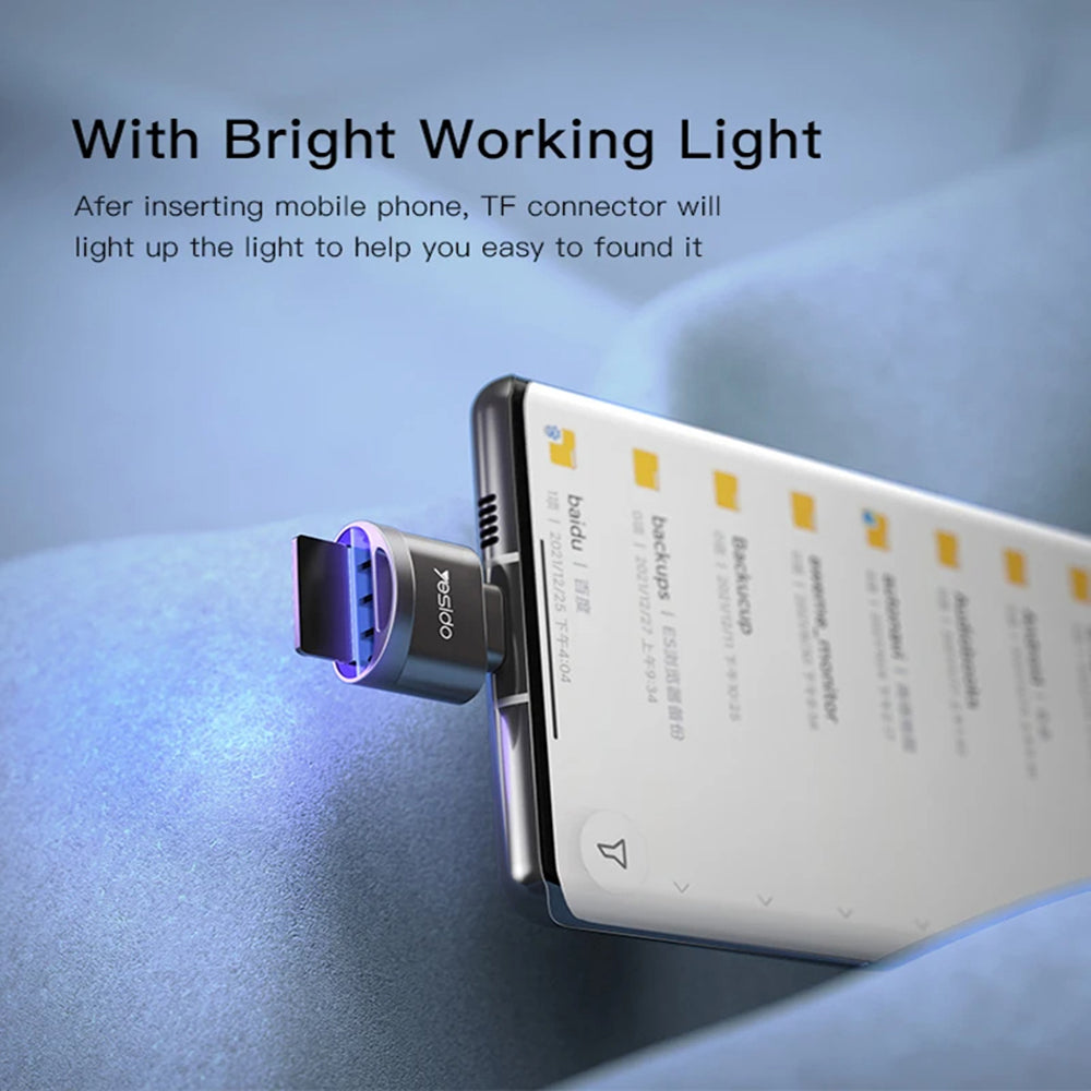 Čitač kartica USB-C Yesido GS19, USB-A (OTG) - microSD, Siva