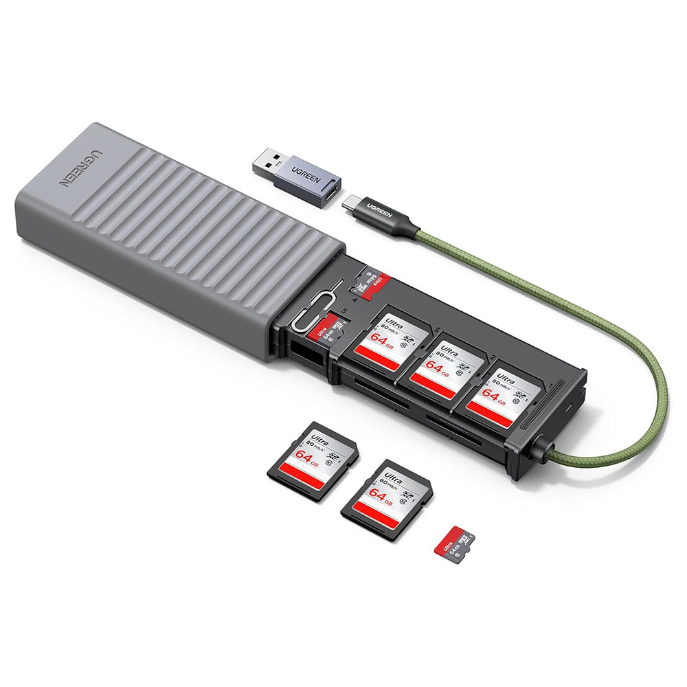 Čitač kartica USB / USB-C s organizatorom UGREEN CM856 (55899), 2 x SD - microSD, Sivi