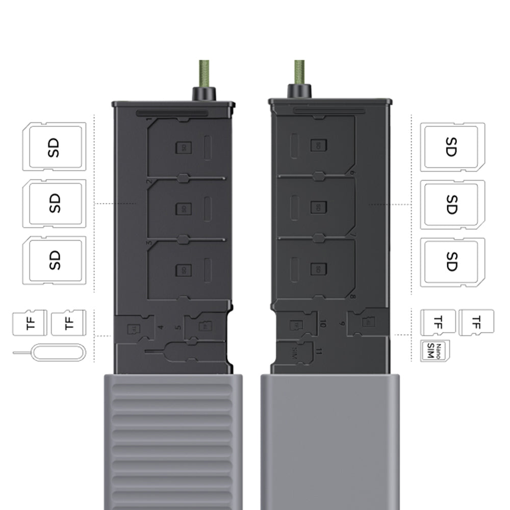 Čitač kartica USB / USB-C s organizatorom UGREEN CM856 (55899), 2 x SD - microSD, Sivi