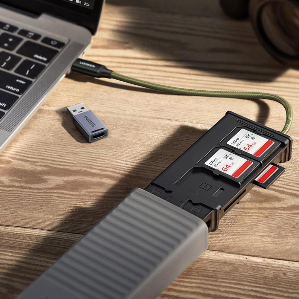 Čitač kartica USB / USB-C s organizatorom UGREEN CM856 (55899), 2 x SD - microSD, Sivi