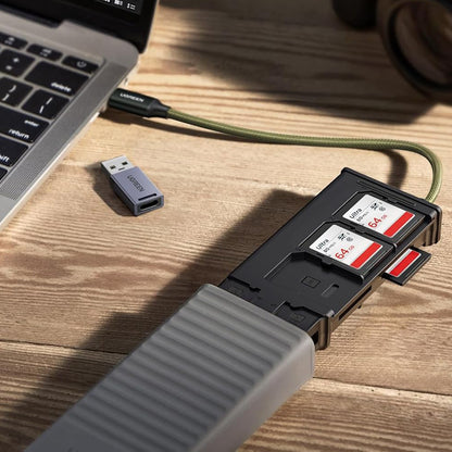 Čitač kartica USB / USB-C s organizatorom UGREEN CM856 (55899), 2 x SD - microSD, Sivi