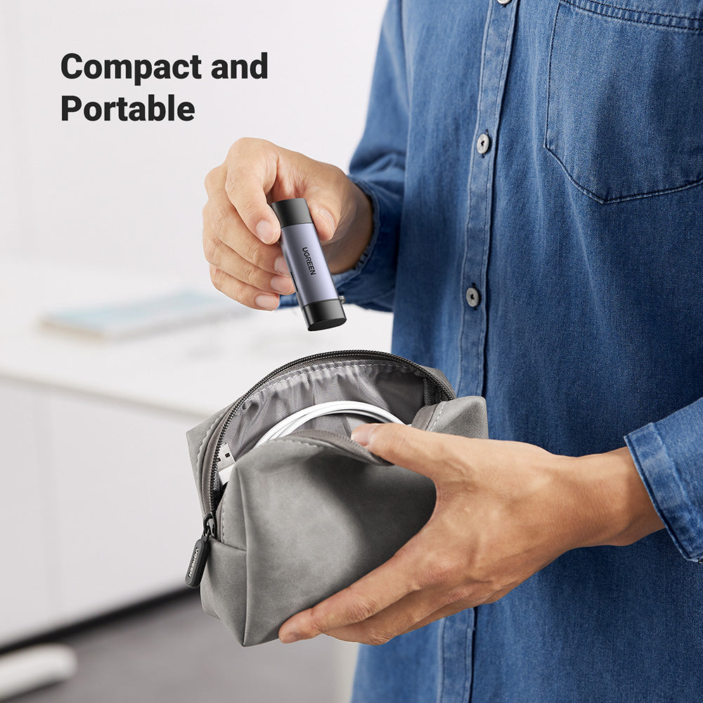 Čitač kartica USB / USB-C UGREEN CM185, SD - microSD, Sivi