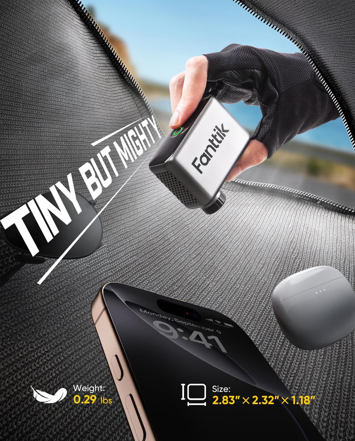 Kompresor za bicikl Fanttik X10 Ace Tiny, sivi