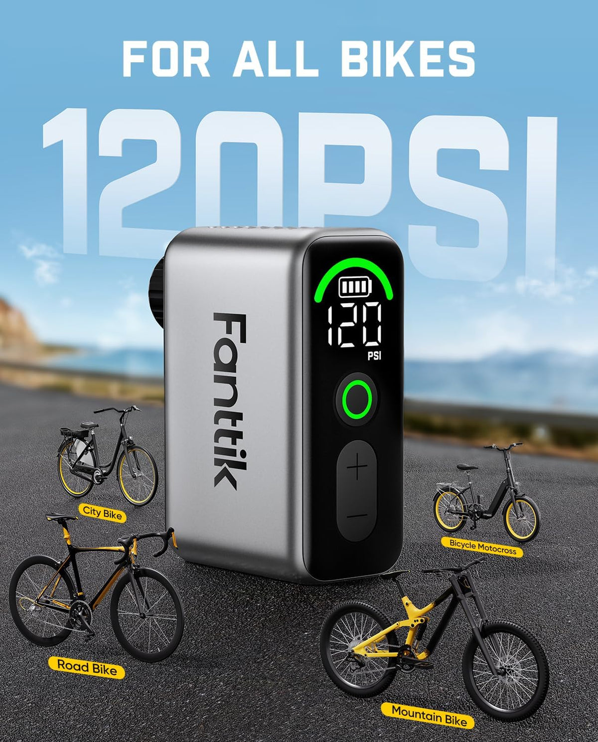 Kompresor za bicikl Fanttik X10 Ace Tiny, sivi
