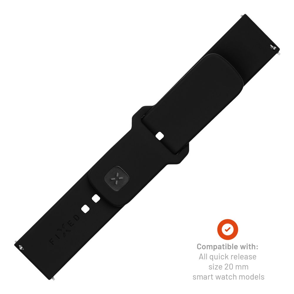 Curea Fixed Silicone Sporty za Samsung Galaxy Watch / Huawei Watch Series, 20mm, Crna