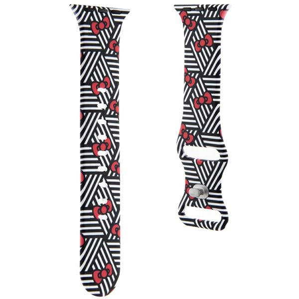 Remen Hello Kitty Silicone Bows & Stripes za Apple Watch 42mm / 41mm / 40mm / 38mm seriju, Crni